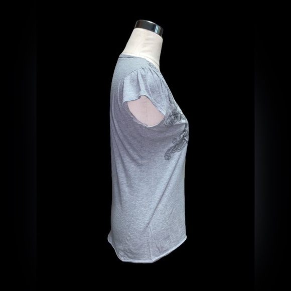 Calvin Kline Jeans Gray V Neck Short Sleeve Graphic Tee - Picture 3 of 5